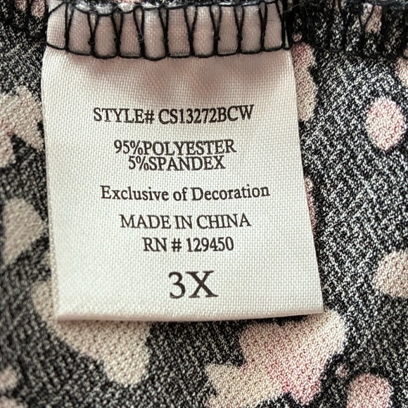 Como Black Women Crew-Neck Front Twist Black Top 3X - Picture 11 of 12